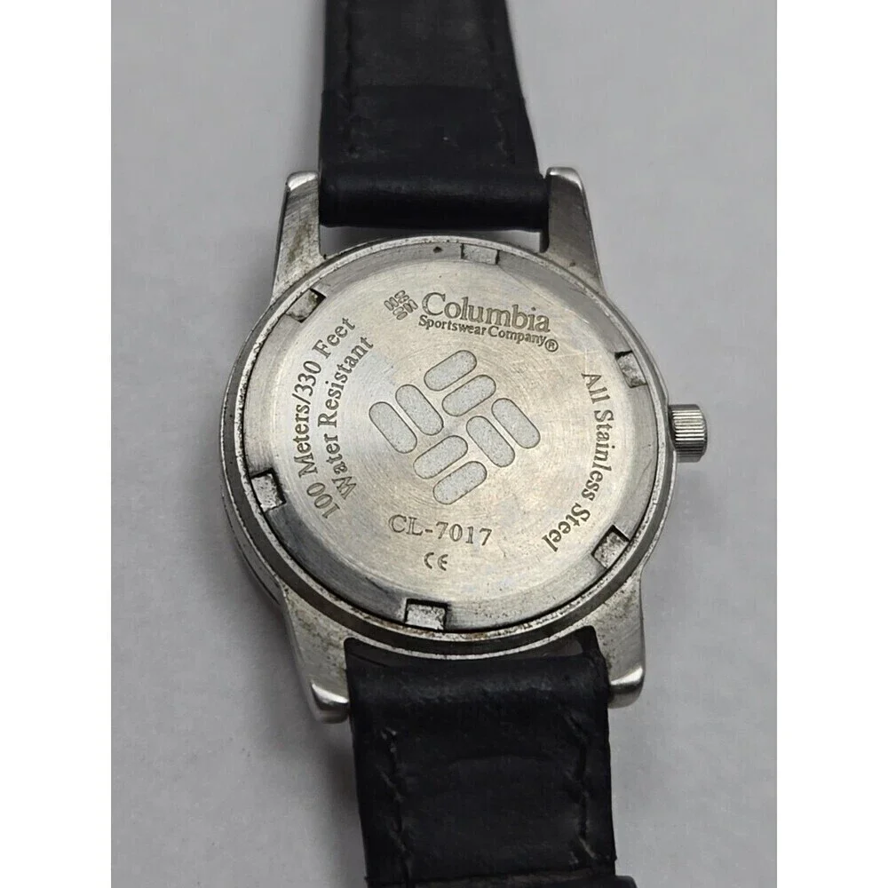 Columbia CL 7017 Watch Quartz New Battery 100M Stainless Steel Date Lume 24 Hour